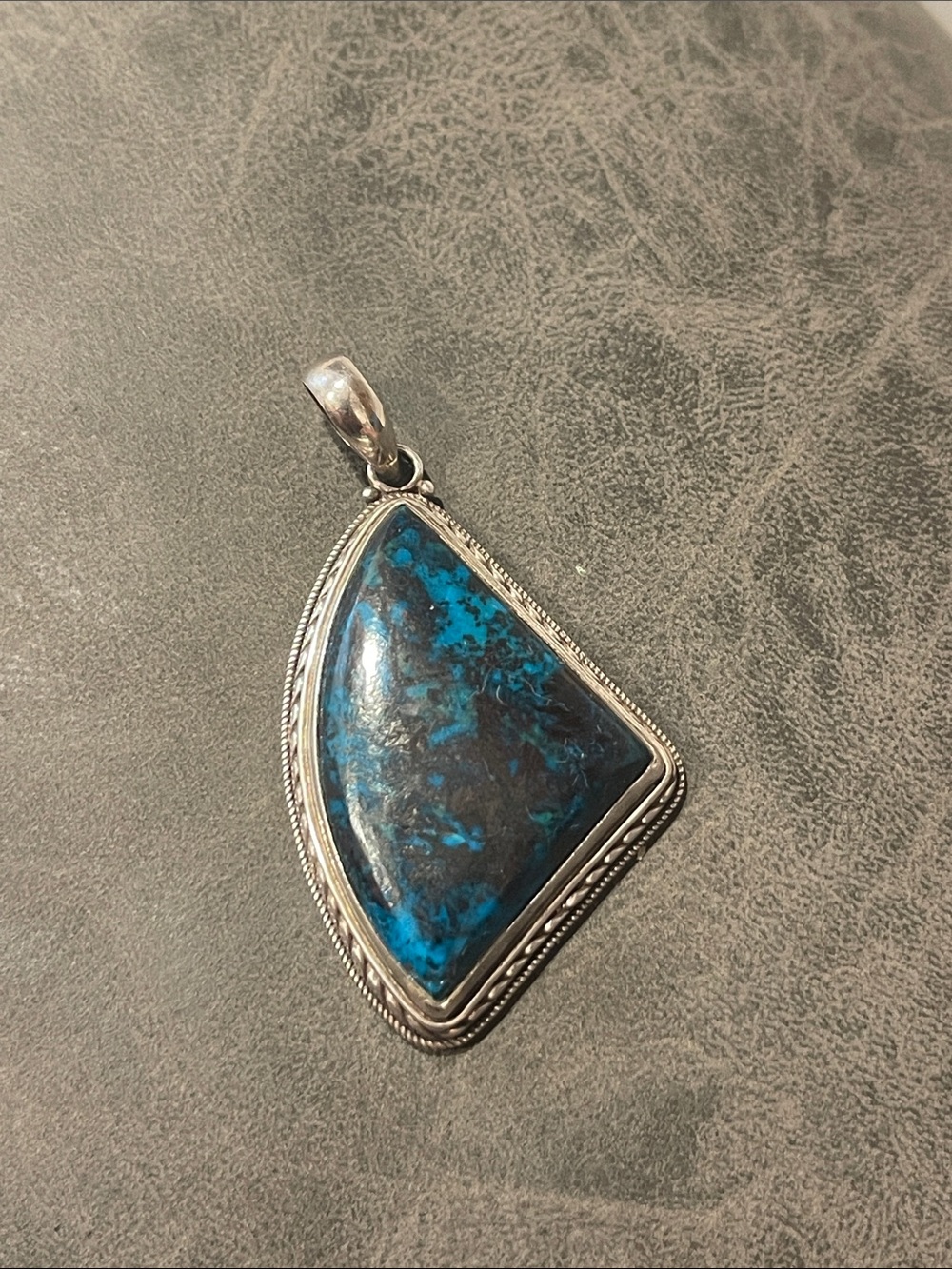 Sterling Silver Blue Chrysocolla Teardrop Pendant